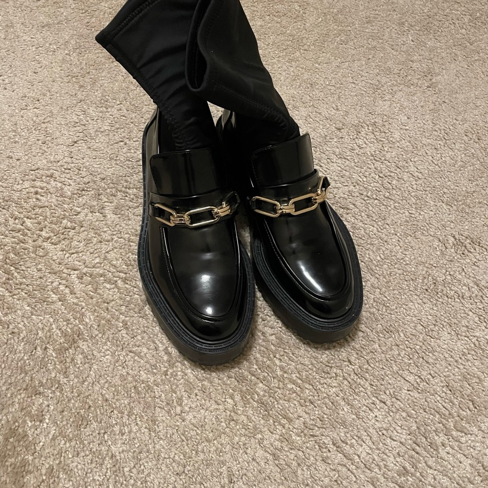 Zara lug sole platform loafers